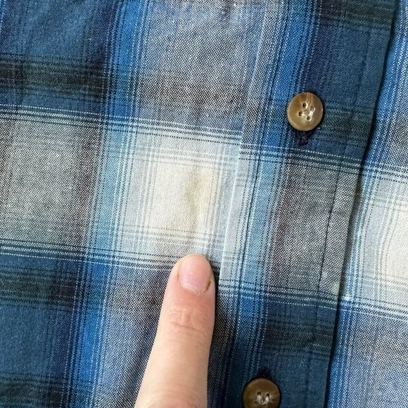 Panhandle Slim Rough Stock Mens Blue White Plaid Long Sleeve Button Down Shirt - Picture 6 of 10